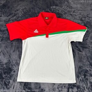 Peak Polo Shirt Mens Large Red White Green Colorblock Short Sleeve Athletic 2481
